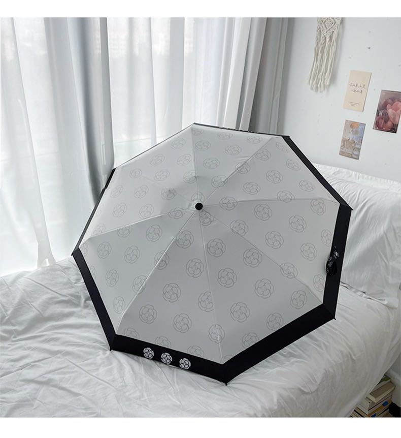  new product . rain combined use umbrella folding umbrella robust shade insulation ins white black parasol floral print stylish atmosphere 8ps.@.UV cut turtle rear floral print lady's #3