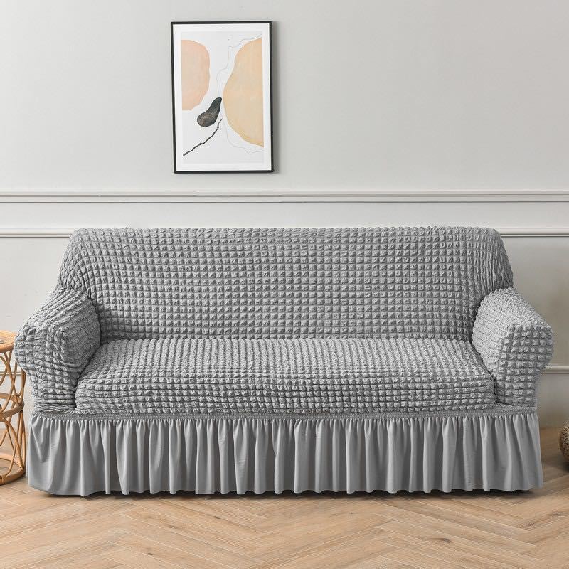  new product sofa cover 2 seater . Northern Europe manner plain simple frill attaching pretty gray four season applying stretch elasticity soft 