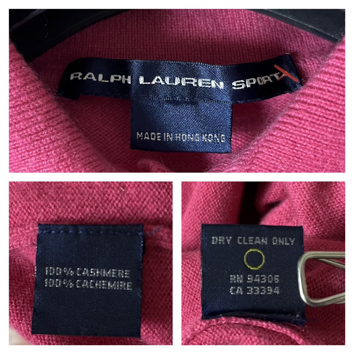 RALPH LAUREN SPORTS ラルフローレンスポーツ カシミヤ100 ニットポロ ポロニット セーター 半袖 ワンポイント刺繍 ゴルフウェア ピンク S_画像8