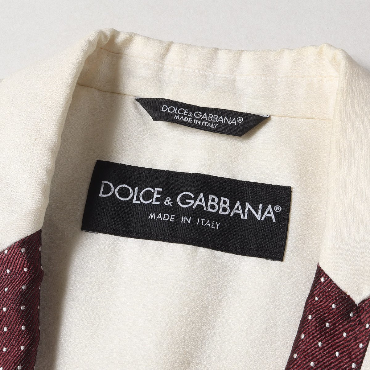 DOLCE&GABBANA ドルチェ&ガッバーナ ポルカドット リネン コットン シルク 1B テーラード ジャケット ホワイト イタリア製 48 ブランド_画像3