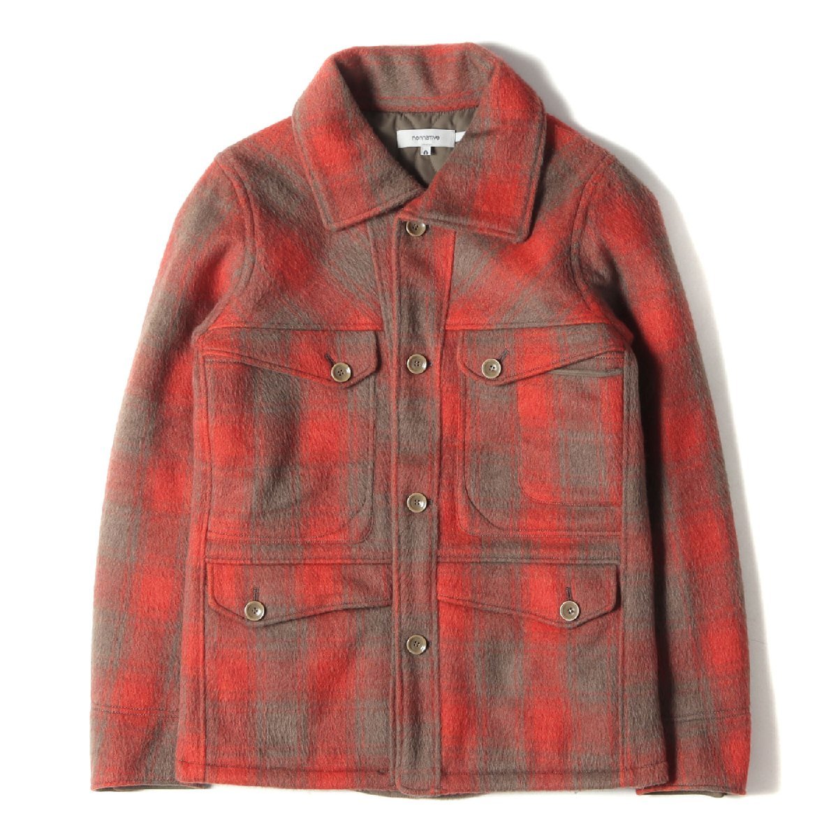 NONNATIVE Nonnative jacket size :0 check melt n wool lining quilting hunting jacket red Brown 