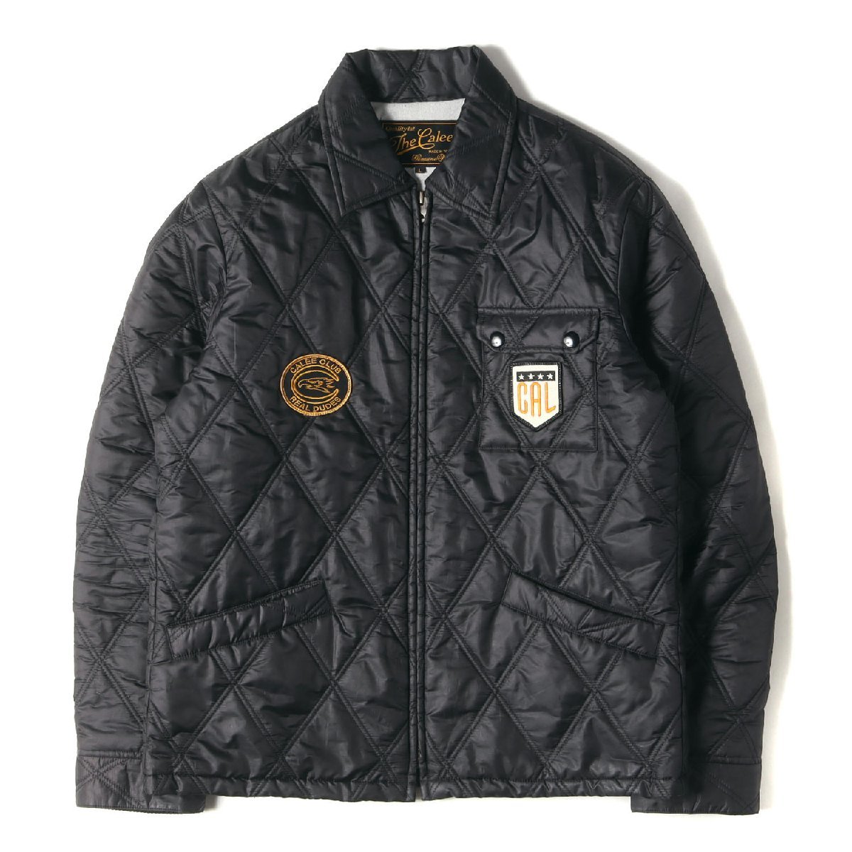 CALEE キャリー ジャケット サイズ:L ワッペン付き キルティング ジャケット ブラック 黒 アウター ブルゾン コート ブランド