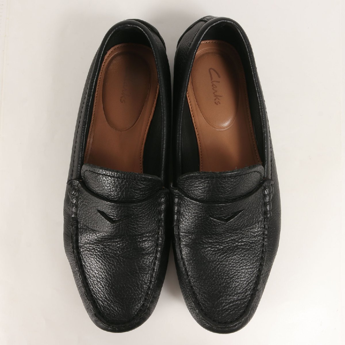 Clarks Clarks leather coin Loafer driving shoes moccasin wrinkle leather black black shoes brand 