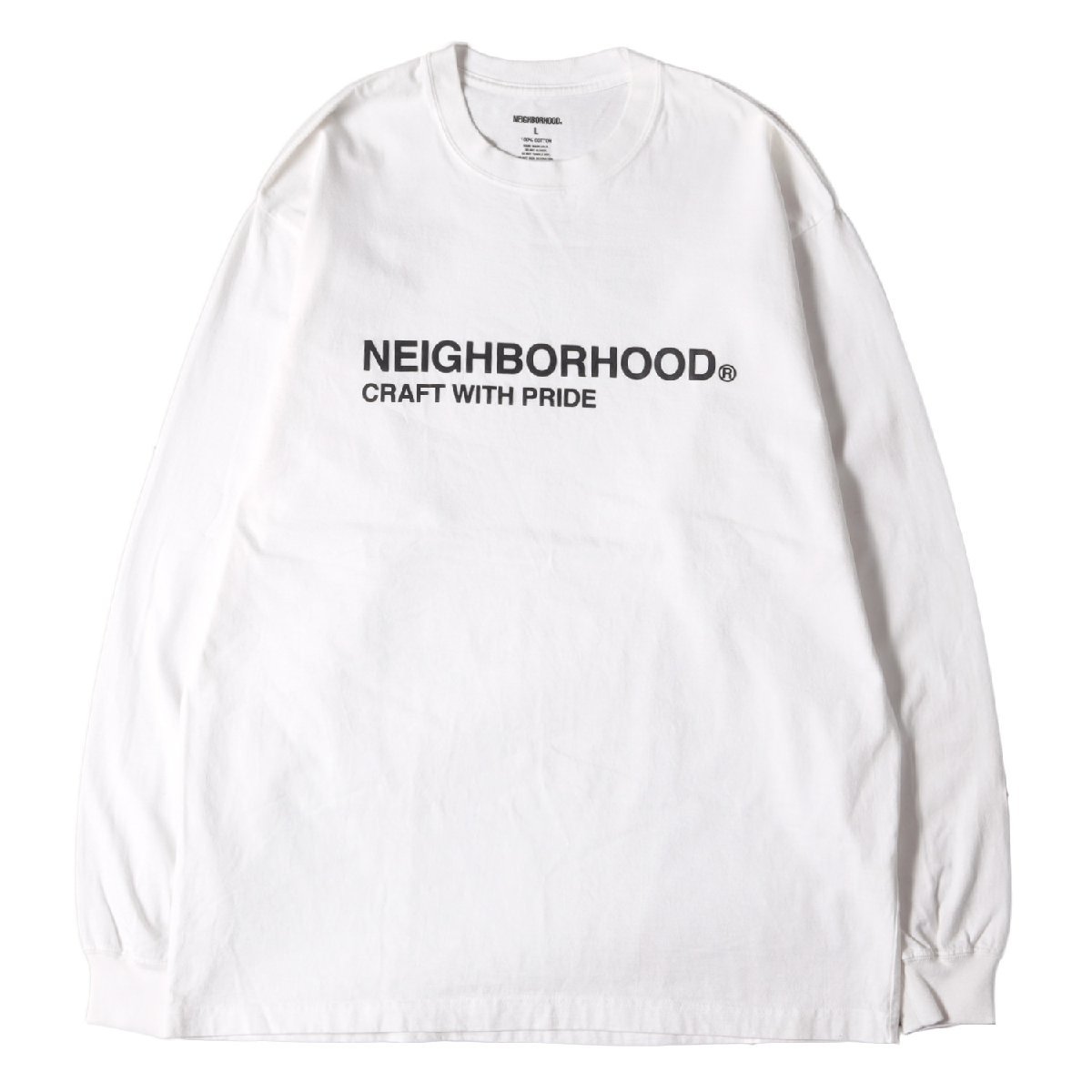 NEIGHBORHOOD ネイバーフッド Tシャツ サイズ:L ブランドロゴ ロングスリーブ Tシャツ ホワイト 白 トップス カットソー 長袖 ブランド_画像1