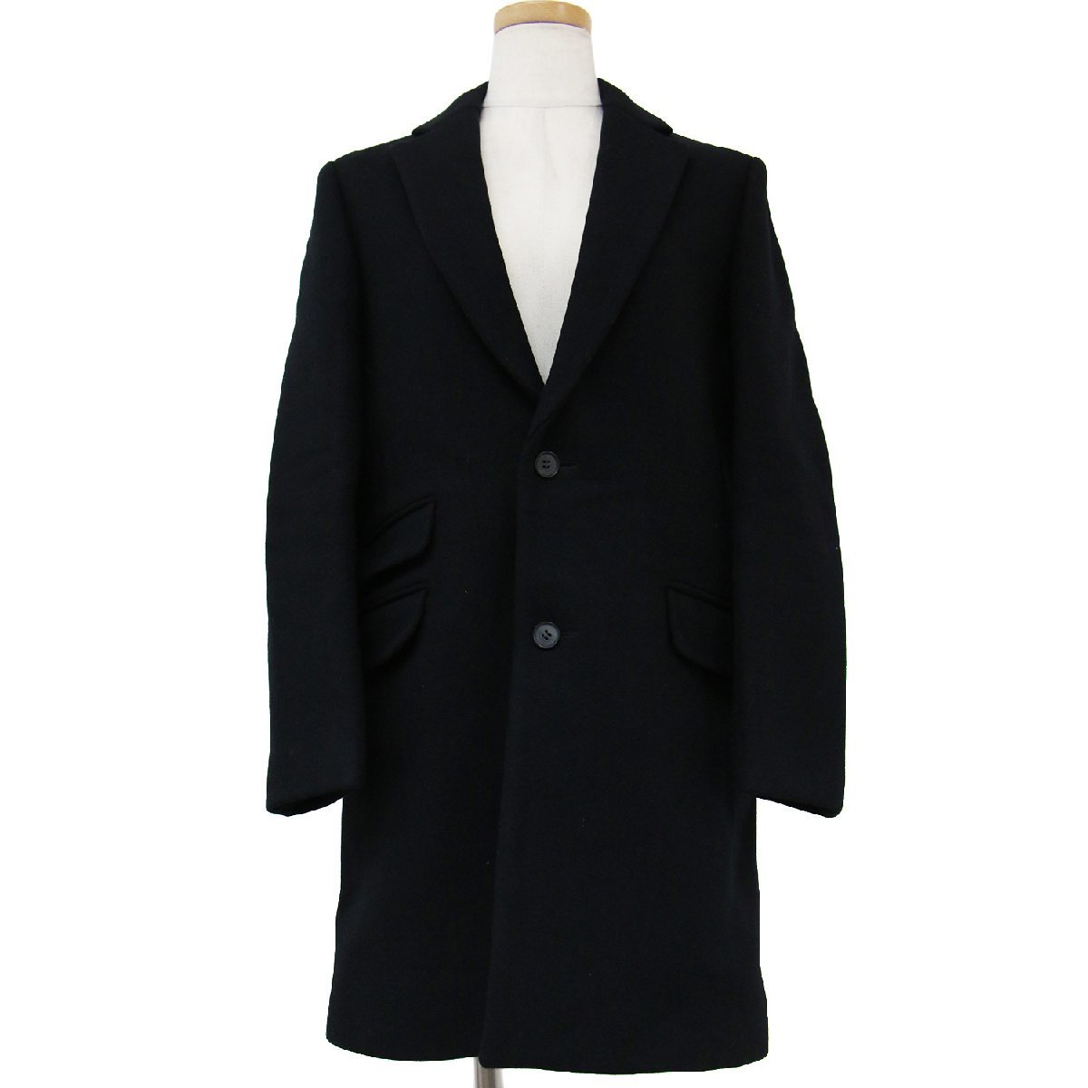 品質保証 アウター 36(S) 黒 ブラック コート ドゥロワー DRAWER 美品 ジャケット 日本製 シルク ウール チェスター ロング ミドル ブルゾン コート