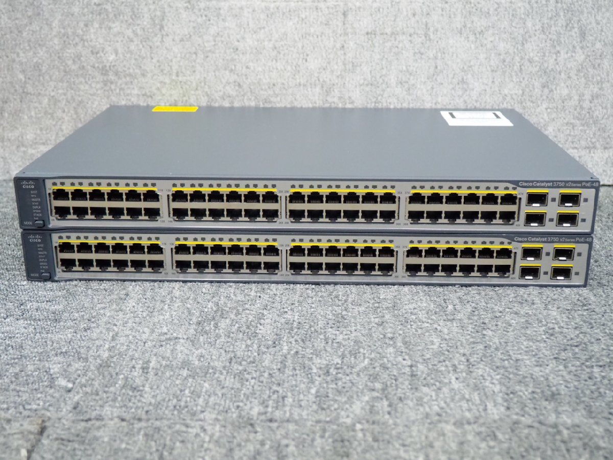 [N210] ☆ 2台セット！ ☆ Cisco　Catalyst 3750 v2 シリーズ　WS-C3750V2-48PS-S V09 ☆ Version 12.2(55)SE12 ☆_画像2