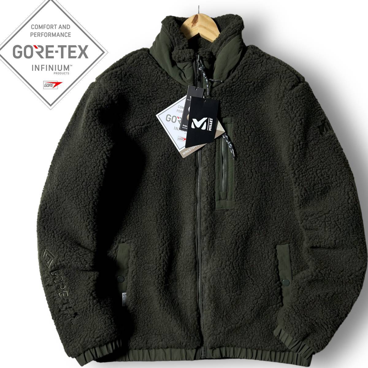 新品 MILLET ミレー GORE-TEX INFINIUM 韓国限定モデル 防寒 保温 ボアフリースジャケット ブルゾン アウトドアウェア M 秋冬 ◆B1927c_画像1