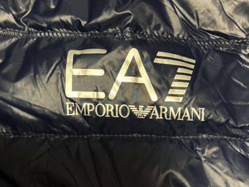 EMPORIO ARMANI EA7 フーデッドダウンジャケット L ネイビー×シルバー　新品　送料込み_画像3