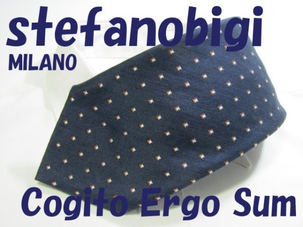 OA 245 ステファノビジ ミラノ Stefanobigi MILANO Cogito Ergo Sun ネイビーブルー 小紋柄ジャガード_画像1