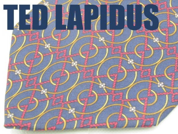 OB 521 テッド・ラピドス TED LAPIDUS ネクタイ 紺系 ジオメトリック プリント_画像1