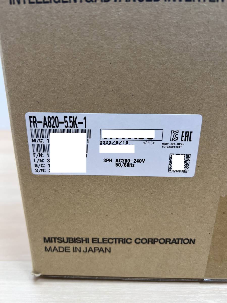 FR-A820-5.5K-1 2023年製 未使用 三菱電機 インバータ管理番号：312M2-06