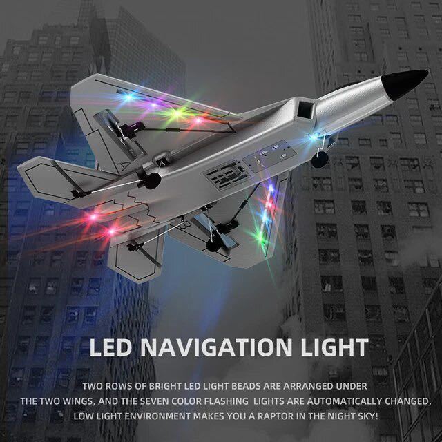 バッテリー2本 F22戦闘機 モード1送信機 4CH 3D/6Gジャイロ RCラジコン飛行機 BM22 RTF XK LEDライト100g以下規制外200m飛行 EPPジェット