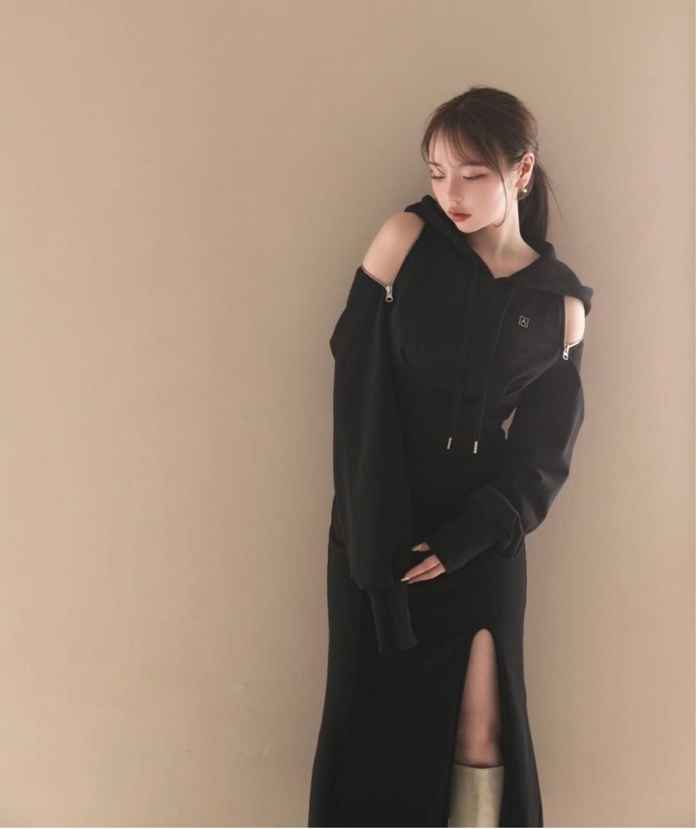 andmary camilla slit dress アンドマリー Black パーカー andmary camilla slit dress アンドマリー Black パーカー