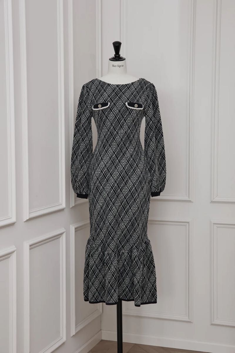 Vosges Jacquard Knit Dress midnight Herlipto Sサイズ ニット Vosges Jacquard Knit Dress midnight Herlipto Sサイズ ニット