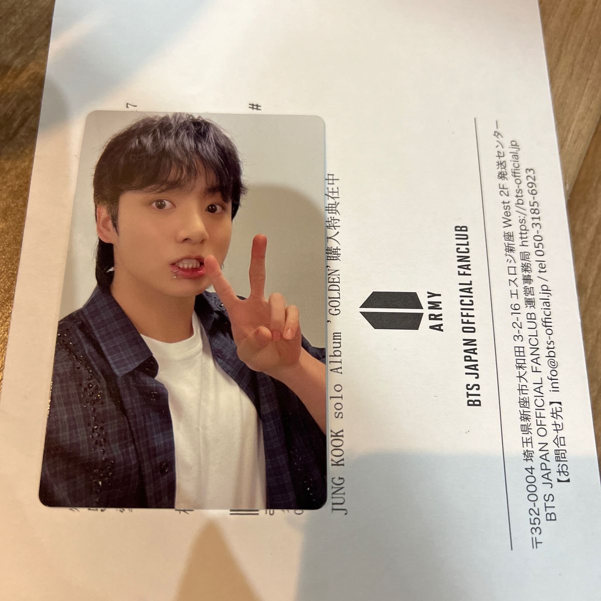 BTS ジョングク JUNGKOOK GOLDEN JPFC 購入特典 フォトカード BTS ジョングク JUNGKOOK GOLDEN JPFC 購入特典 フォトカード
