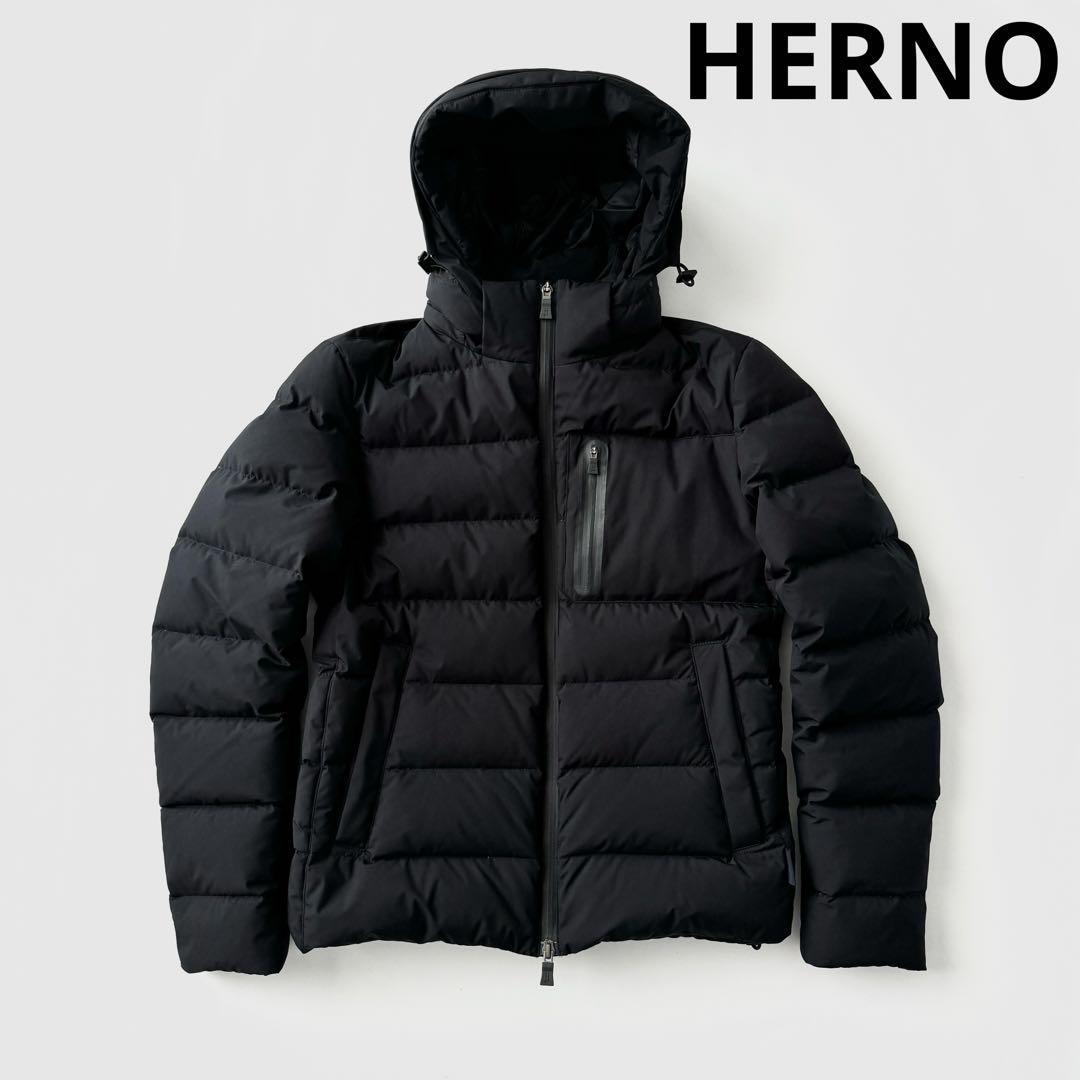 HERNO Laminar ヘルノ ラミナー フーデッド ダウンジャケット 44 ブラック 黒 ダウンブルゾン ジップアップ ダブルジップ 国内正規_画像1