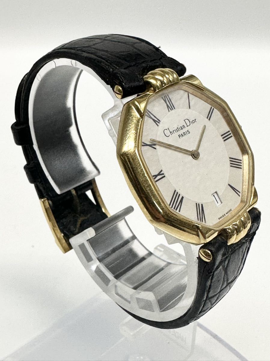 【W12N1】 1円スタート Christian Dior / D45-154 クリスチャン ディオール クオーツ 白色文字盤 デイト ボーイズ 腕時計 _画像7
