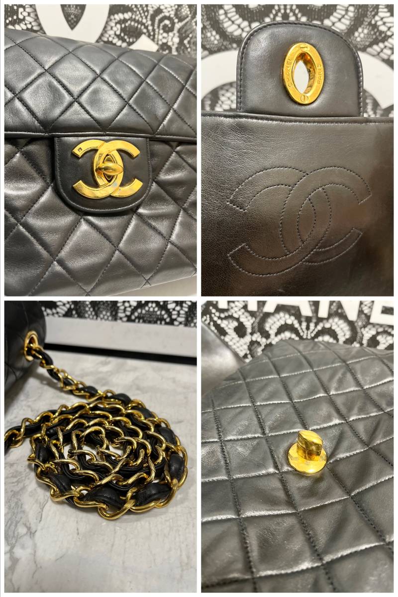 ◆◇ 極美品！ シャネル CHANEL ヴィンテージ マトラッセ シングルフラップ クロスボディ シール カード ブラック × ゴールド 506 ◇◆_画像6