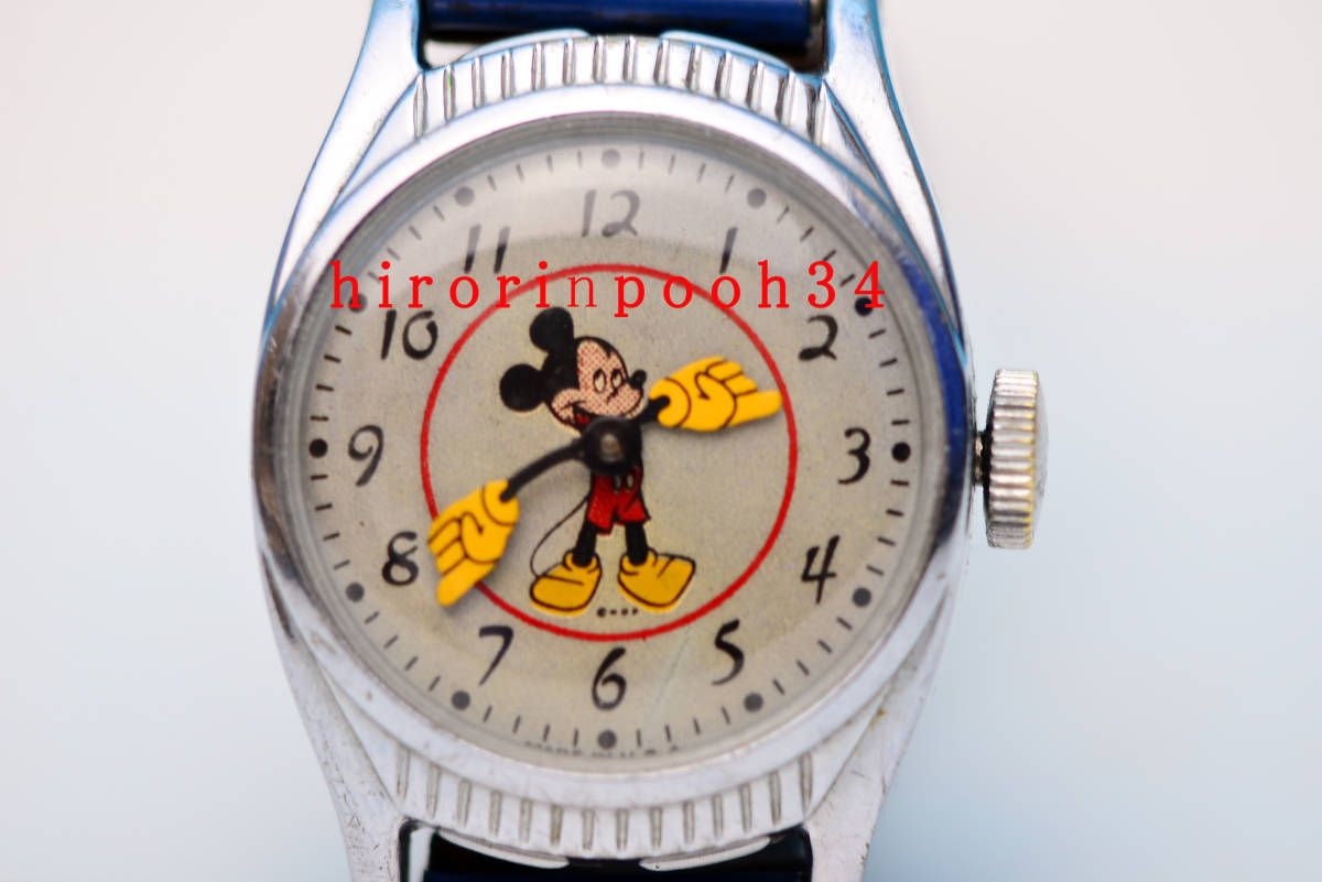 ヴィンテージ　貴重　美品　1948年　バースデーシリーズ　 ミッキーマウス　手巻き腕時計 　Ingersoll　U・S・TIME　_画像3