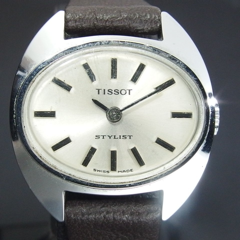 【アンティーク 機械式】TISSOT ティソ STYLIST スタイリスト 手巻 SS/レザー 保証書/箱付 レディース 腕時計「21300」_画像2