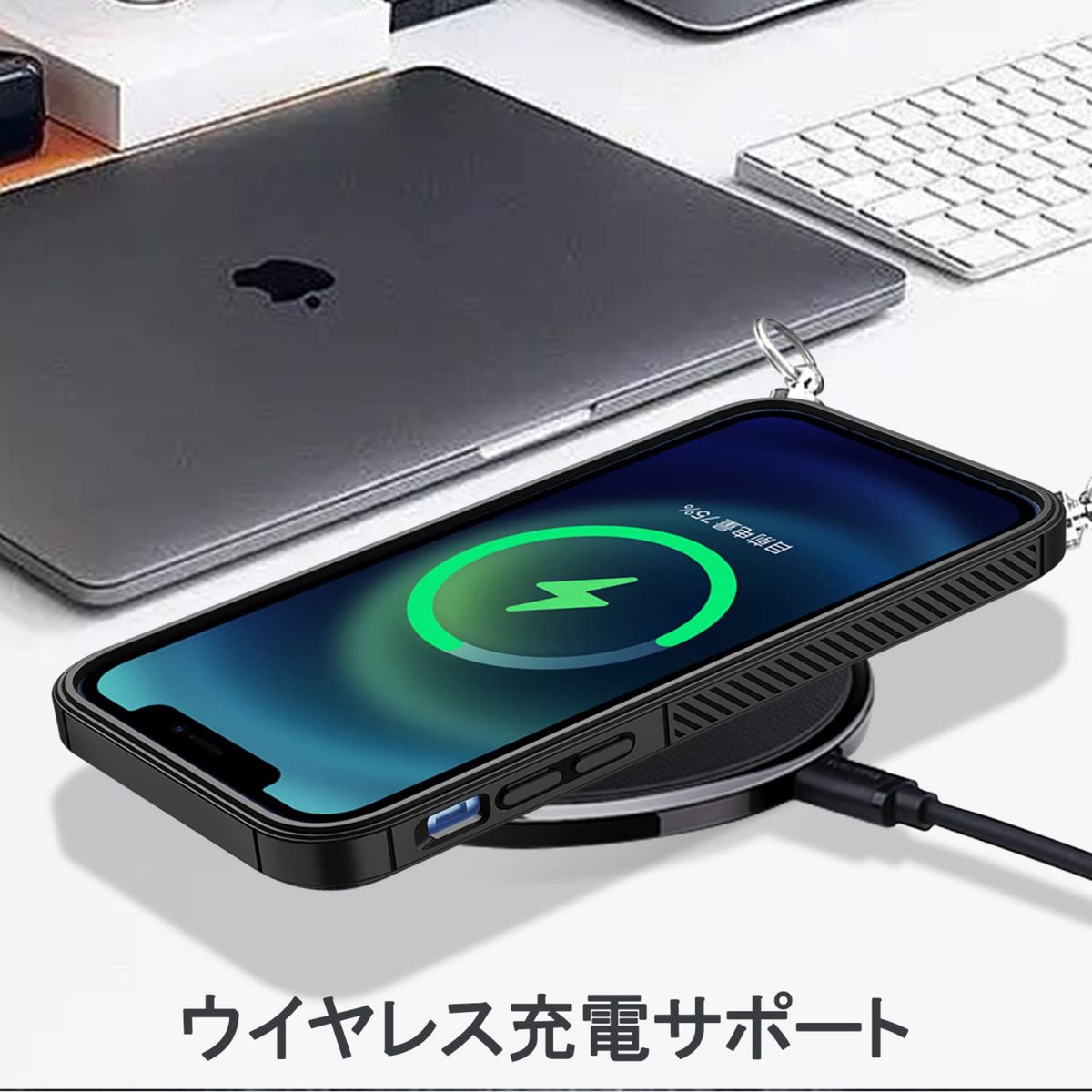 iPhone 14 Plus ケース クリア PC背面+TPUバンパー ネック