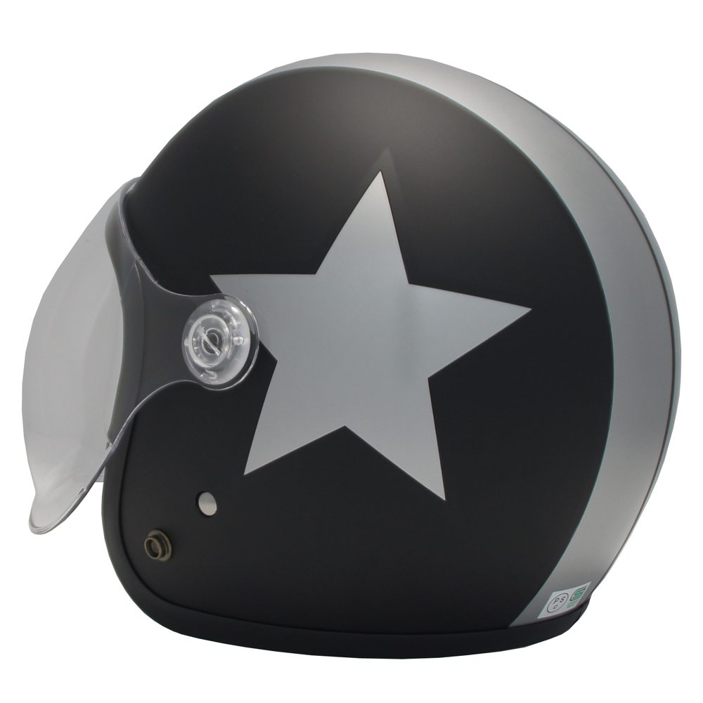 ジェットヘルメット　マットブラック／シルバーラインスター　ＳＧ安全規格品　送料無料_画像1