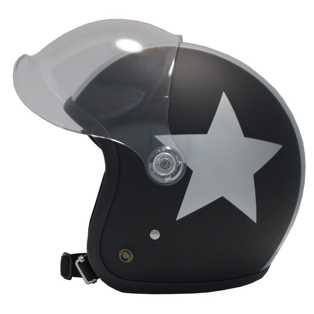 ジェットヘルメット　マットブラック／シルバーラインスター　ＳＧ安全規格品　送料無料_画像5