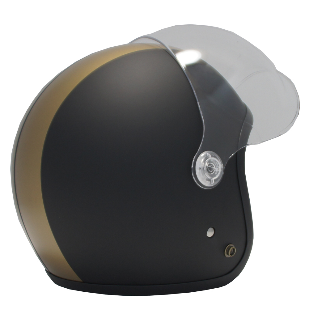 ジェットヘルメット　マットブラック／ゴールドライン　ＳＧ安全規格品　送料無料_画像3