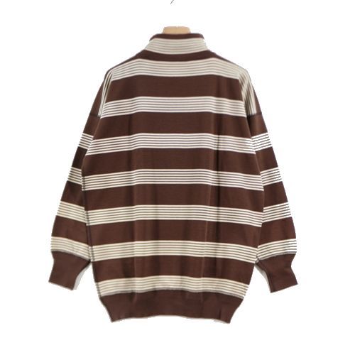 Olde Homesteader オールドホームステッダー MIL MOCK NECK US005 LONG SLEEVE モックネック ボーダー ロングスリーブ Tシャツ 40 ブラウン_画像2