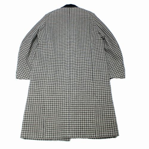 SUNSEA サンシー 17AW NETWORK CHECK COAT ネットワーク チェック コート 3 ベージュ ブラック_画像2