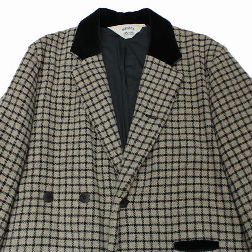 SUNSEA サンシー 17AW NETWORK CHECK COAT ネットワーク チェック コート 3 ベージュ ブラック_画像3