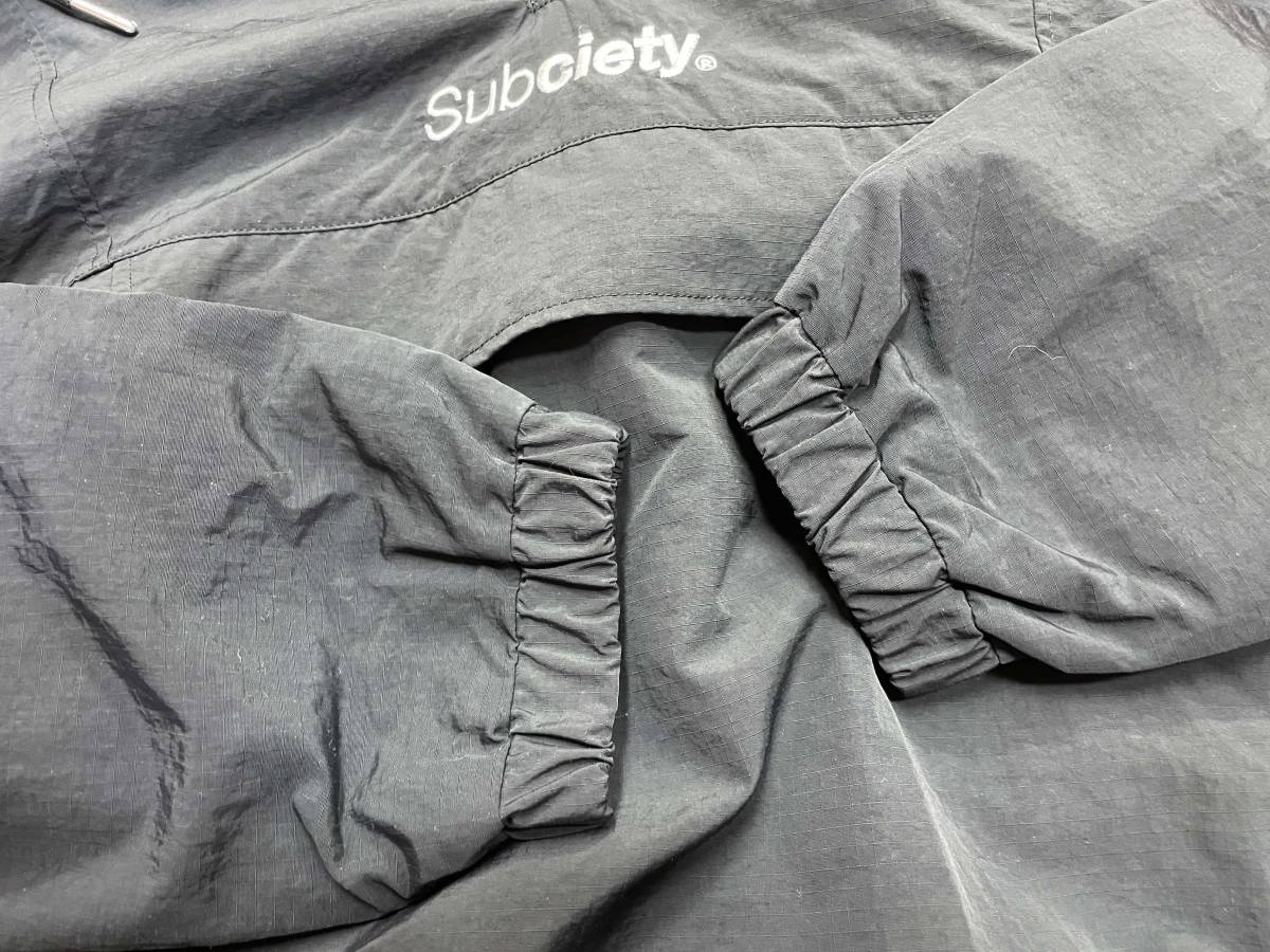 美品【Subciety/サブサエティ】ANORAK PARKA BLACK sizeM ビッグシルエット ナイロンリップストップ アノラックパーカー プルオーバー_画像8