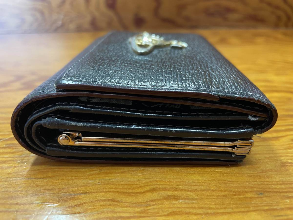 【Vivienne Westwood/ヴィヴィアンウエストウッド】Leather Wallet BLACK オーブ ウォレット 三つ折り財布 がま口 ブラックレザー_画像9