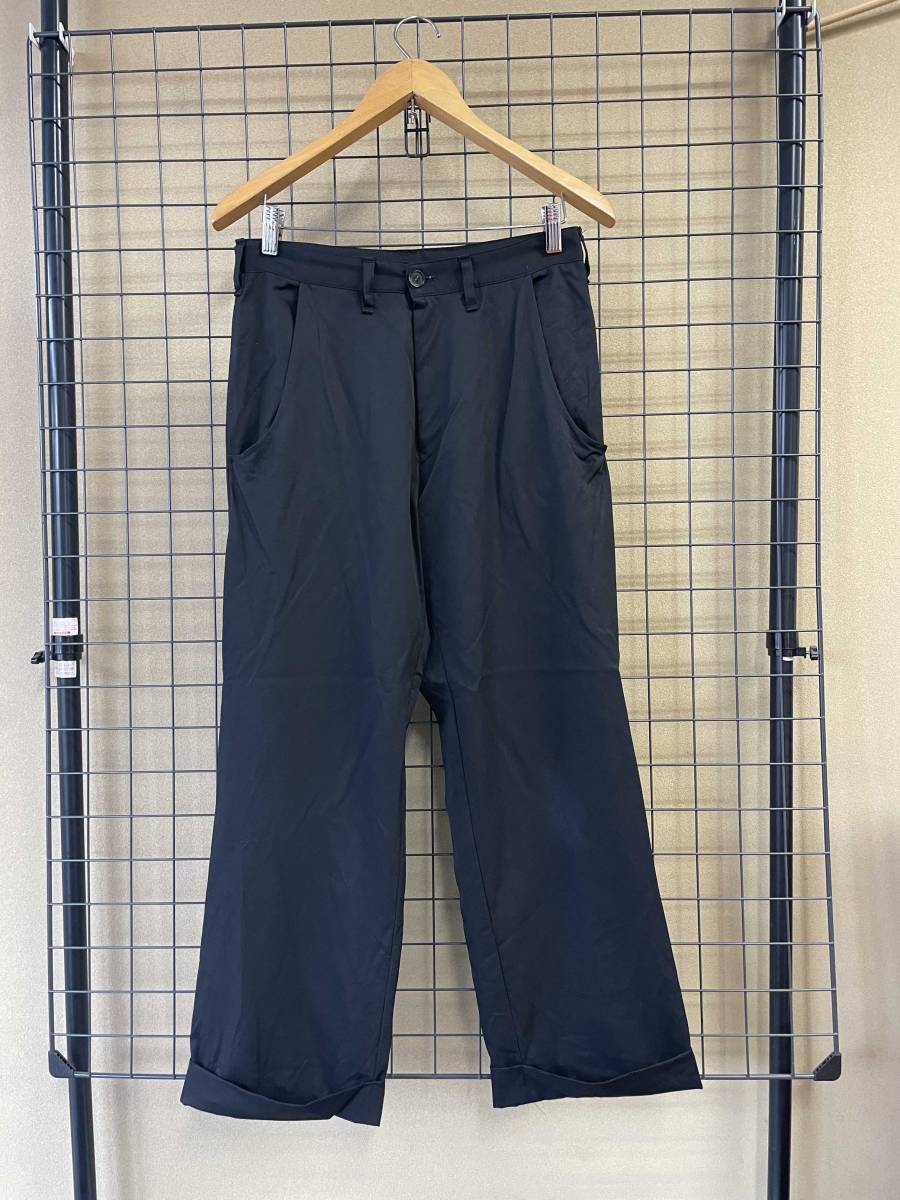 【Y’s YOHJI YAMAMOTO/ワイズヨウジヤマモト】Wide Slacks Pants size2 BLACK MADE IN JAPAN ワイドスラックス パンツ トラウザー_画像1