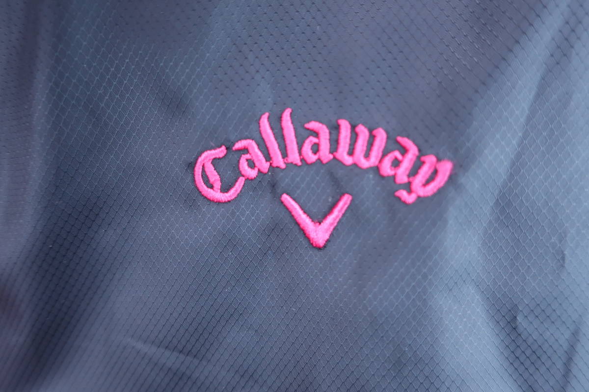 【美品】Callaway(キャロウェイ) 半袖ウィンドブレーカー 黒ピンク レディース L ゴルフウェア 2312-0039 中古_画像2