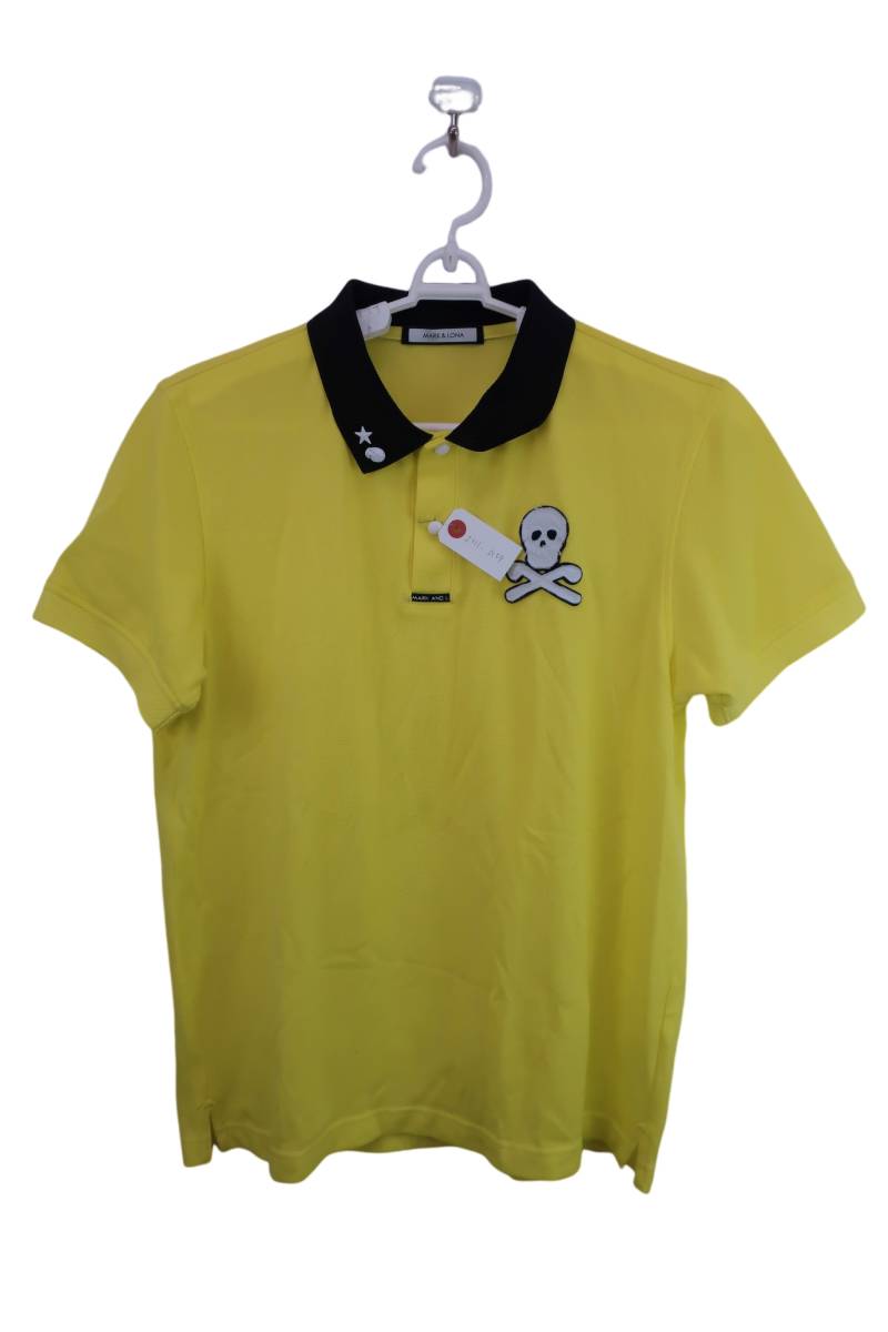 【美品】MARK&LONA(マークアンドロナ) ポロシャツ 黄黒 メンズ 48 MLM-0A-AP07 ゴルフウェア 2311-0159 中古
