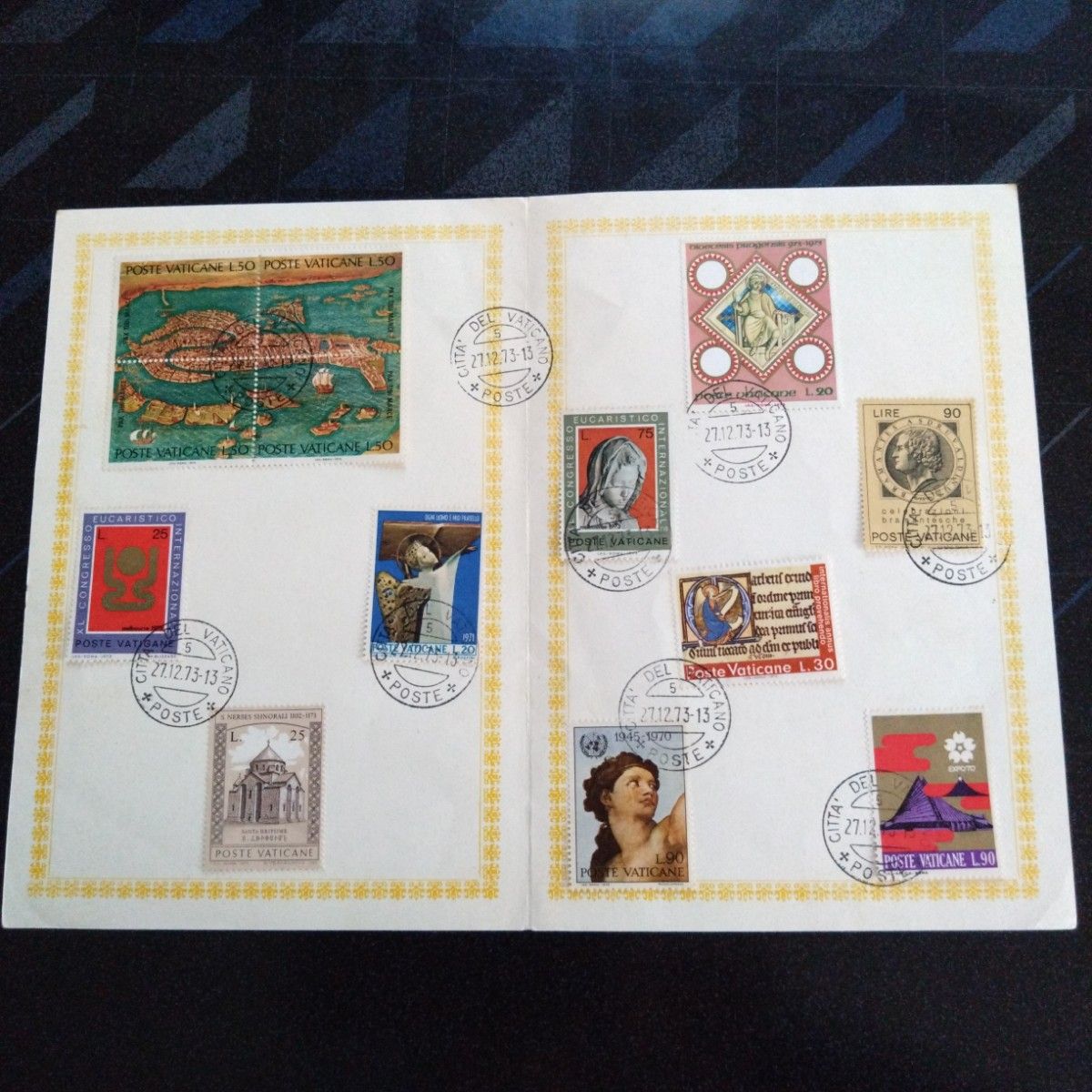 海外　古切手　イタリア　バチカン市　コレクション　記念切手　切手収集　使用済み