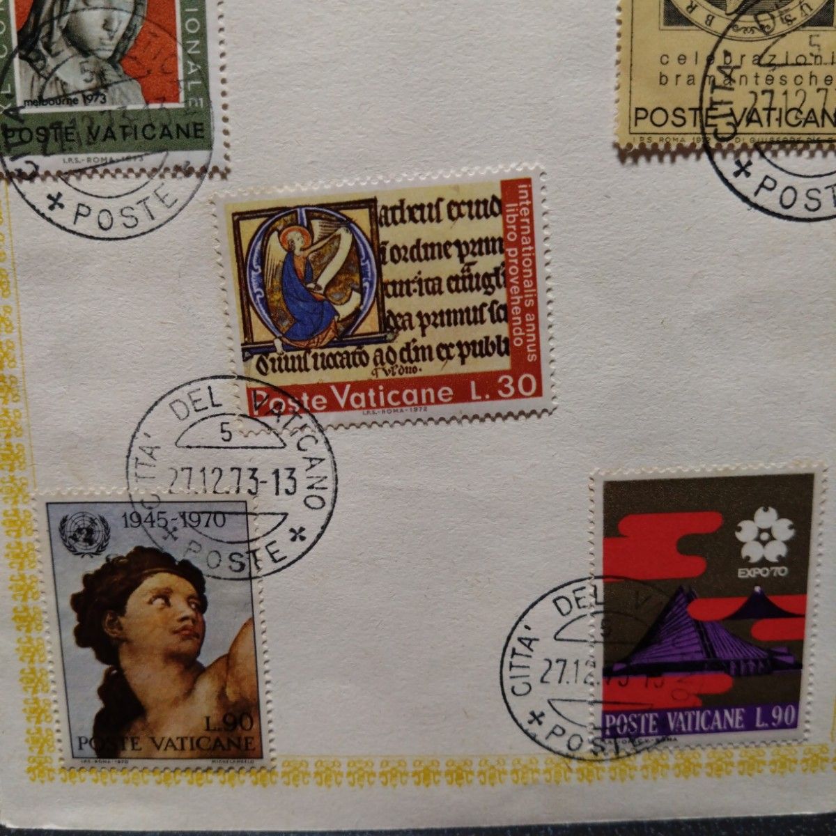 海外　古切手　イタリア　バチカン市　コレクション　記念切手　切手収集　使用済み