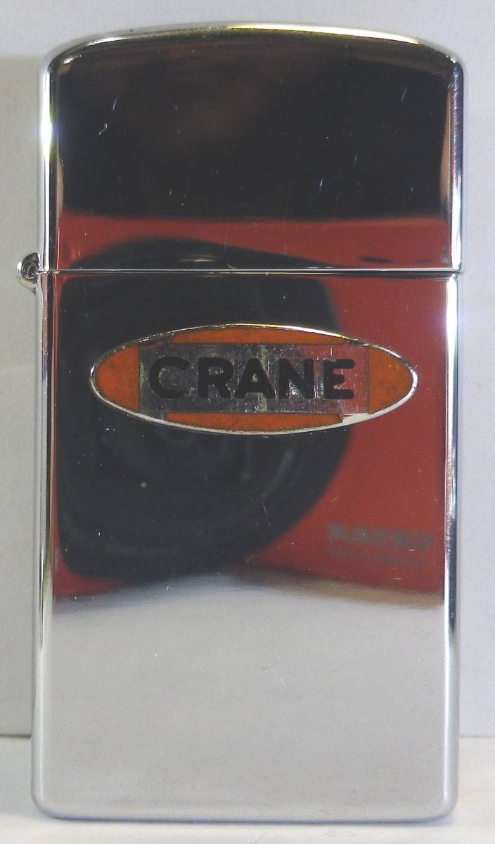 66’SLIM FLAT BOTTOM ZIPPO　CRANE　メタルバッジ付き　美品　フラットボトム