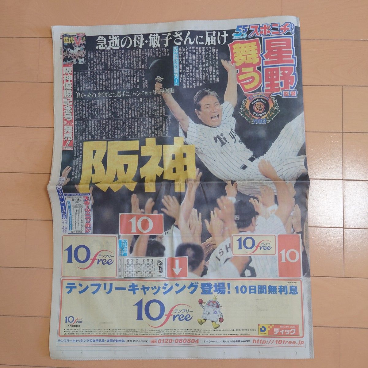 阪神タイガース２００３年優勝記念保存版スポーツ新聞５紙セット星野監督