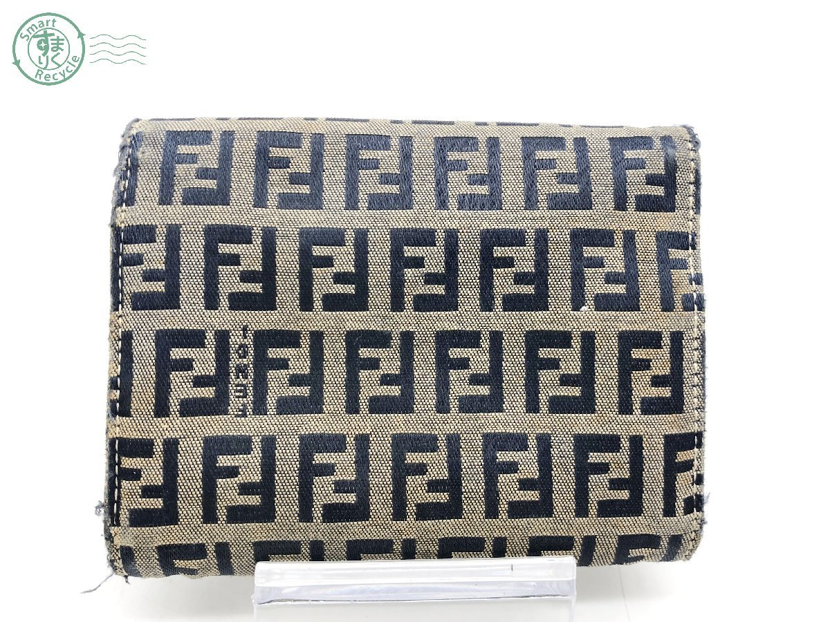 12441930　▽ FENDI フェンディ キャンバス レザー 折り財布 シルバー金具 2270-31098-018 ブランド 中古品 ヴィンテージ_画像2