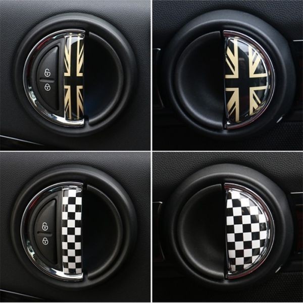 BMW MINI ミニクーパー インナー ドア ハンドル ステッカー フロント/リア 合計4枚セット チェッカーフラッグの画像6
