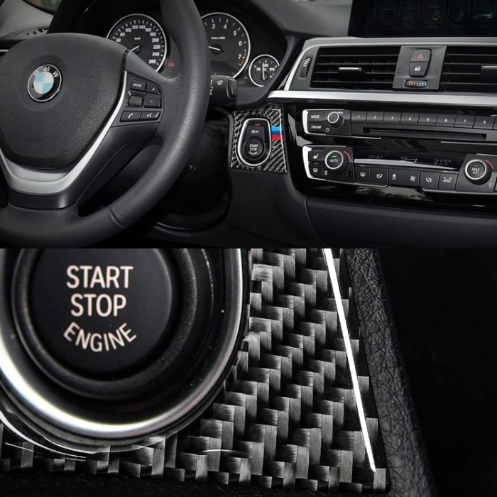BMW 3シリーズ 4シリーズ M3 M4 スタートボタン カーボン ステッカー 全2色 スターターボタン エンジン スタート ストップ_画像4