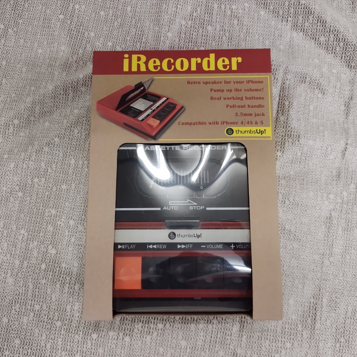KN121601 未開封品 iRecoder レコーダー型スピーカー 400-493799 ハミィ Hamee レトロカセット風 iPhone専用ポータブルスピーカー _画像2