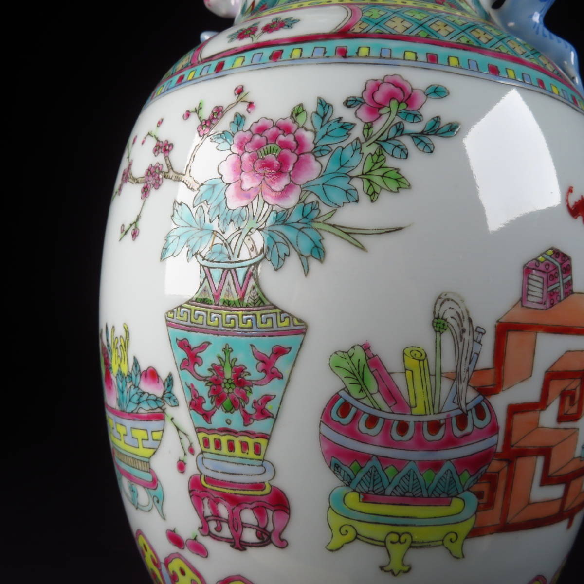 SAKURAYA】旧家蔵出し品 中国美術【粉彩色絵花鳥図花瓶 大清同治年製