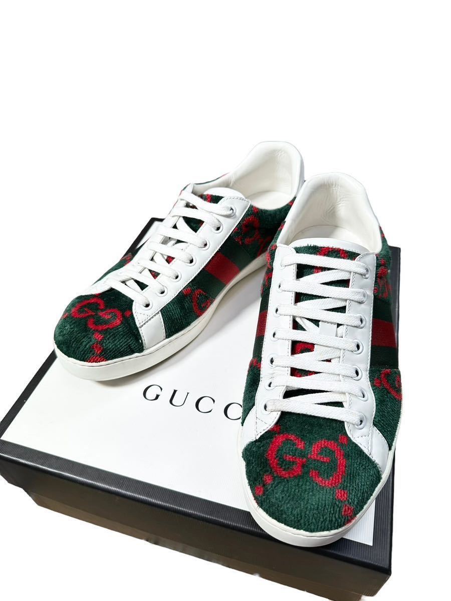 【希少デザイン】極上美品 ◆GUCCI グッチ ◆ビッグ GG柄　ボア　スニーカー　ローカット　576177 サイズ 8 1/2 27cm相当_画像10