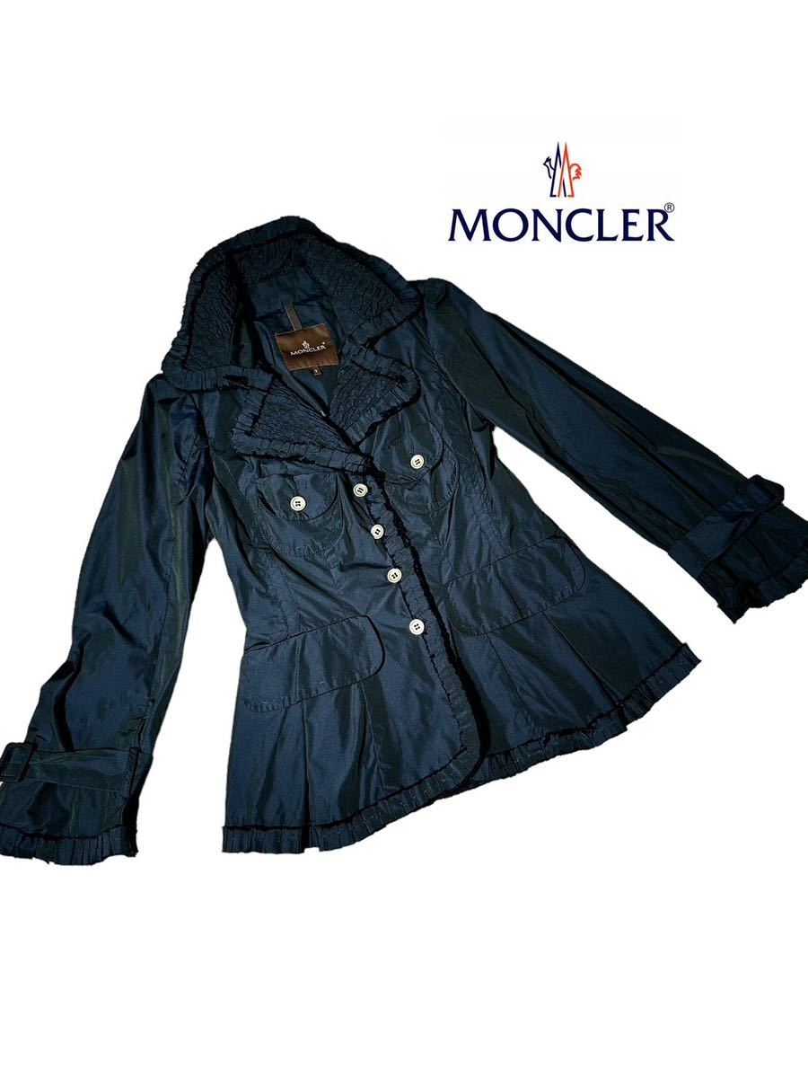 【希少デザイン】極上美品◆ MONCLER モンクレール◆ トレンチコート ジャケット　ナイロンジャケット フリル　フレア　サイズ M_画像1