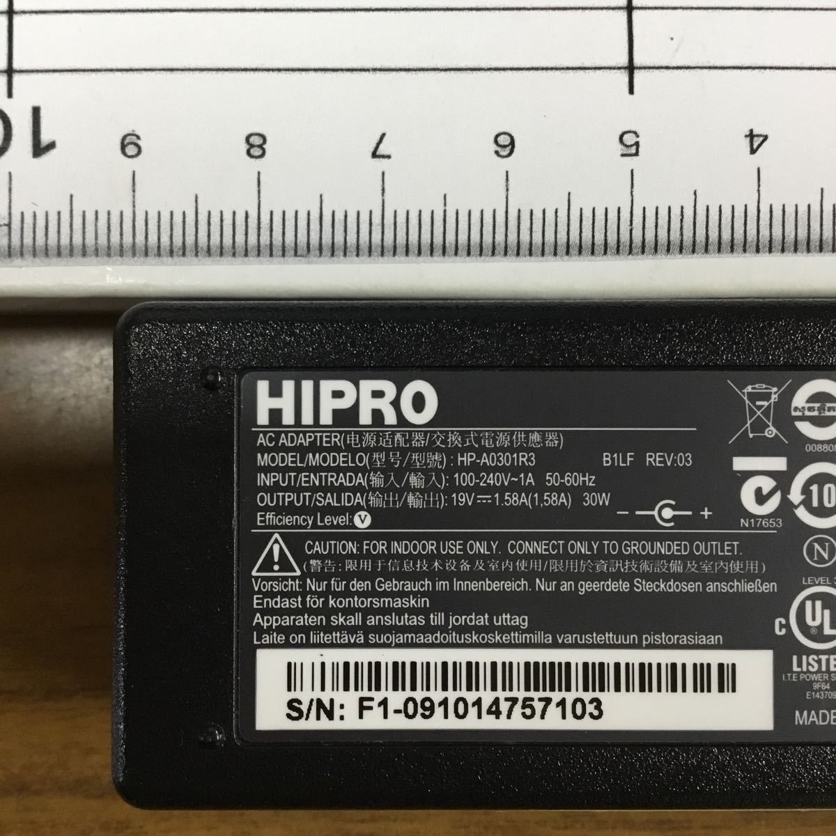（1215OH10）送料無料/中古/HIPRO ハイプロ/HP-A0904A3/19V/4.74A・HP-A0301R3/19V/1.58A/純正 ACアダプタ 5個セット_画像3
