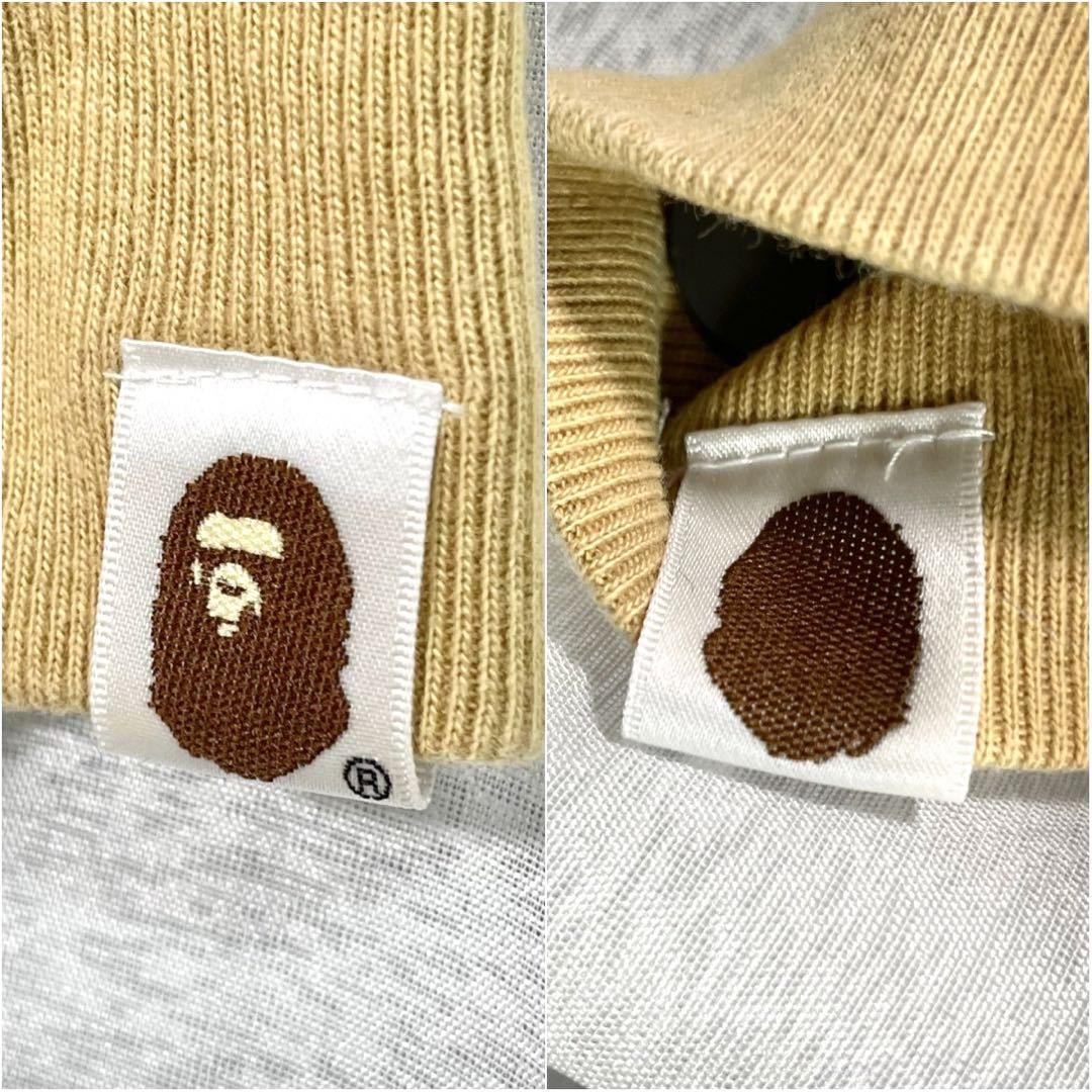 A BATHING APE アベイシングエイプ ブルゾン パーカー カモ柄 カモフラ 迷彩 裏起毛 ロゴ プリント ジップアップ 希少 ベージュ系 Sサイズ_画像6