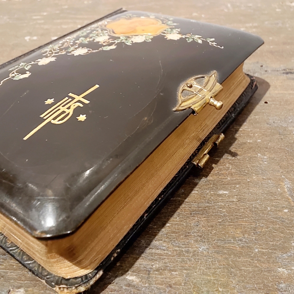アンティーク　祈祷書　19世紀　1800年代　ドイツ　挿画入　樹脂　聖書　ミゼル　パロワシアン　骨董　キリスト教　古書　洋書_画像5